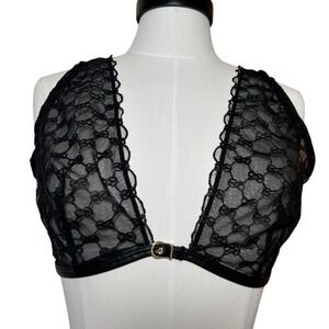 Victorias Secret Very Sexy Black‎ Logo Sheer Mesh Lace Bralette M-DD